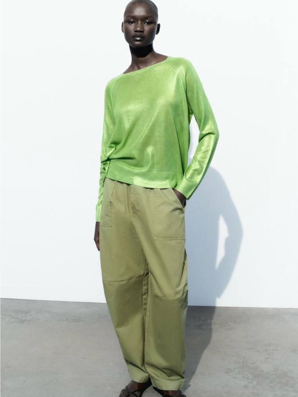 Light Green Long Sleeve Knit Top